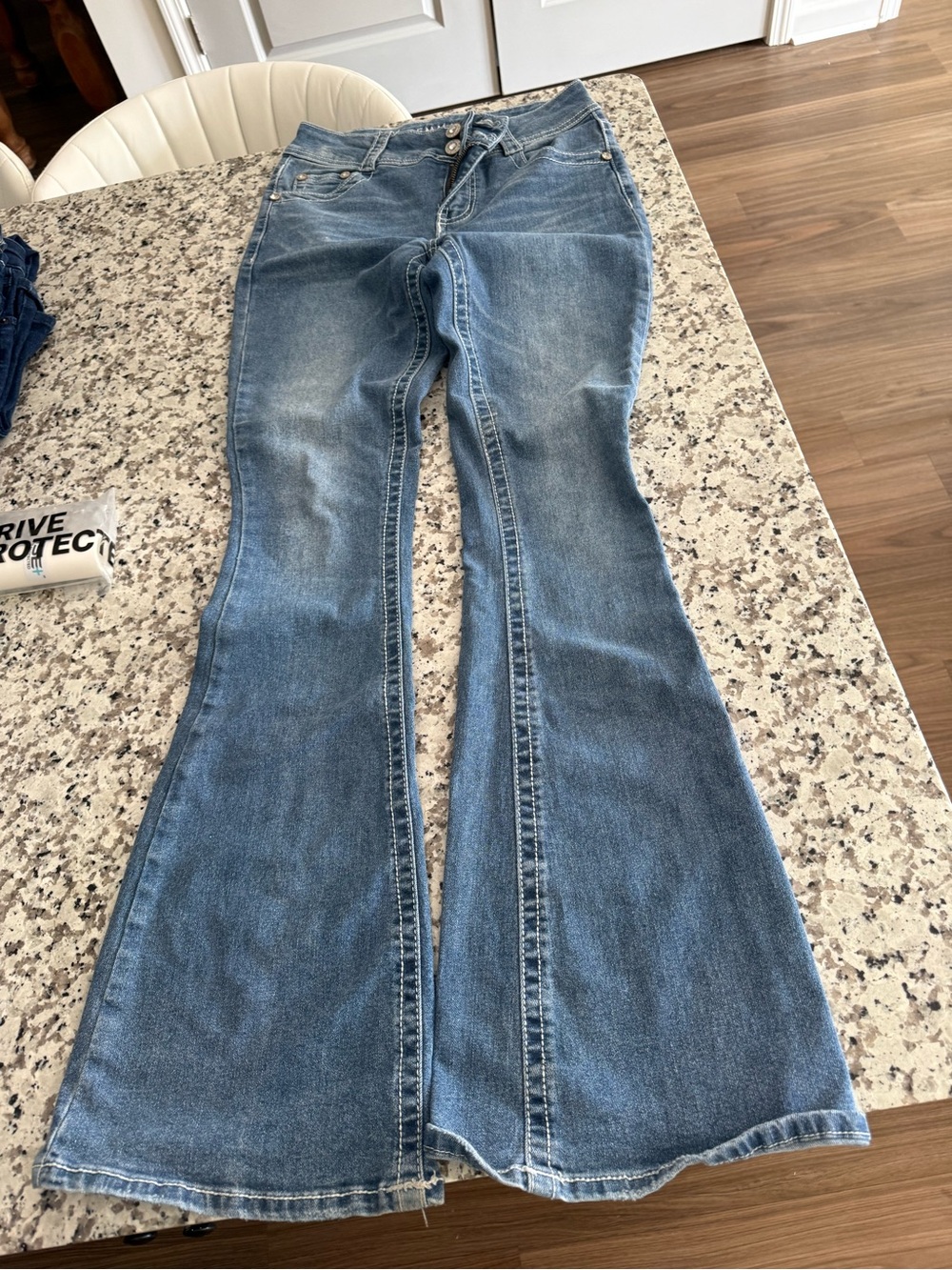 Womens Medium Blue Bootcut Jeans - Flared Hem